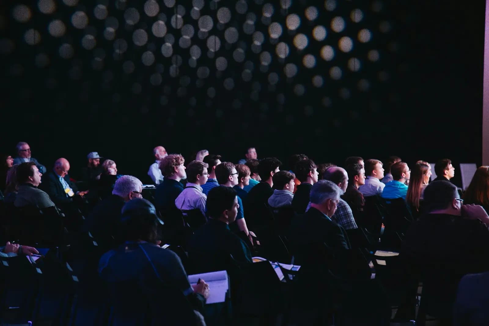 An audience gathered at a large company event